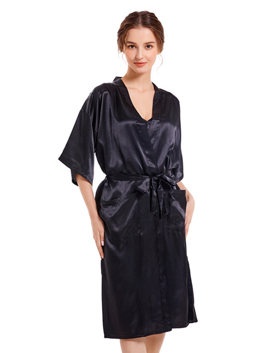 V Neck Plain Loose Elegant Nightdress