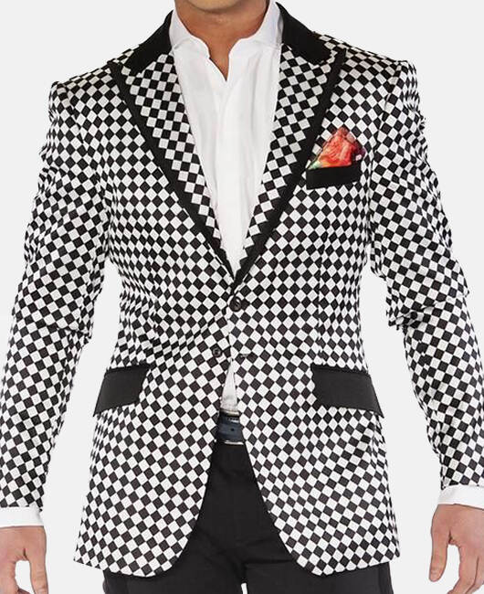 Casual Checkerboard Lapel Collar Slim Fit Two Button Blazer
