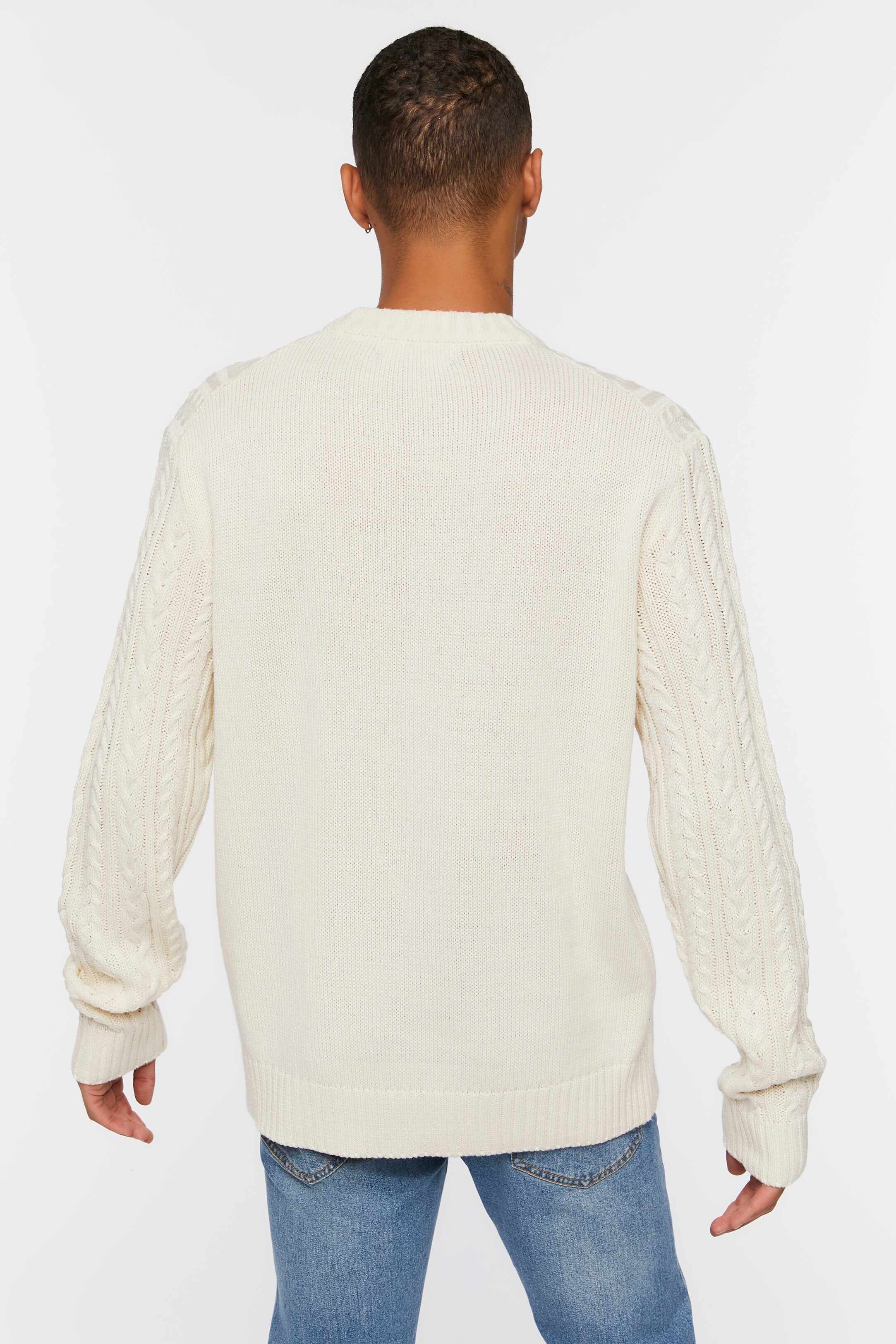 Men Apparel | Cable Knit Crew Sweater Cream Forever21 - OR12713