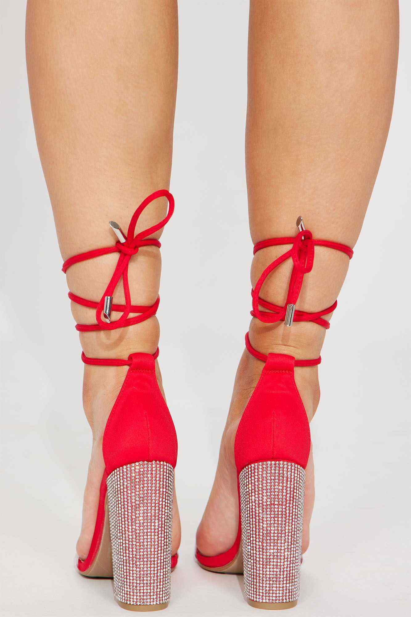 Marceline Embellished Heeled Sandals   Red