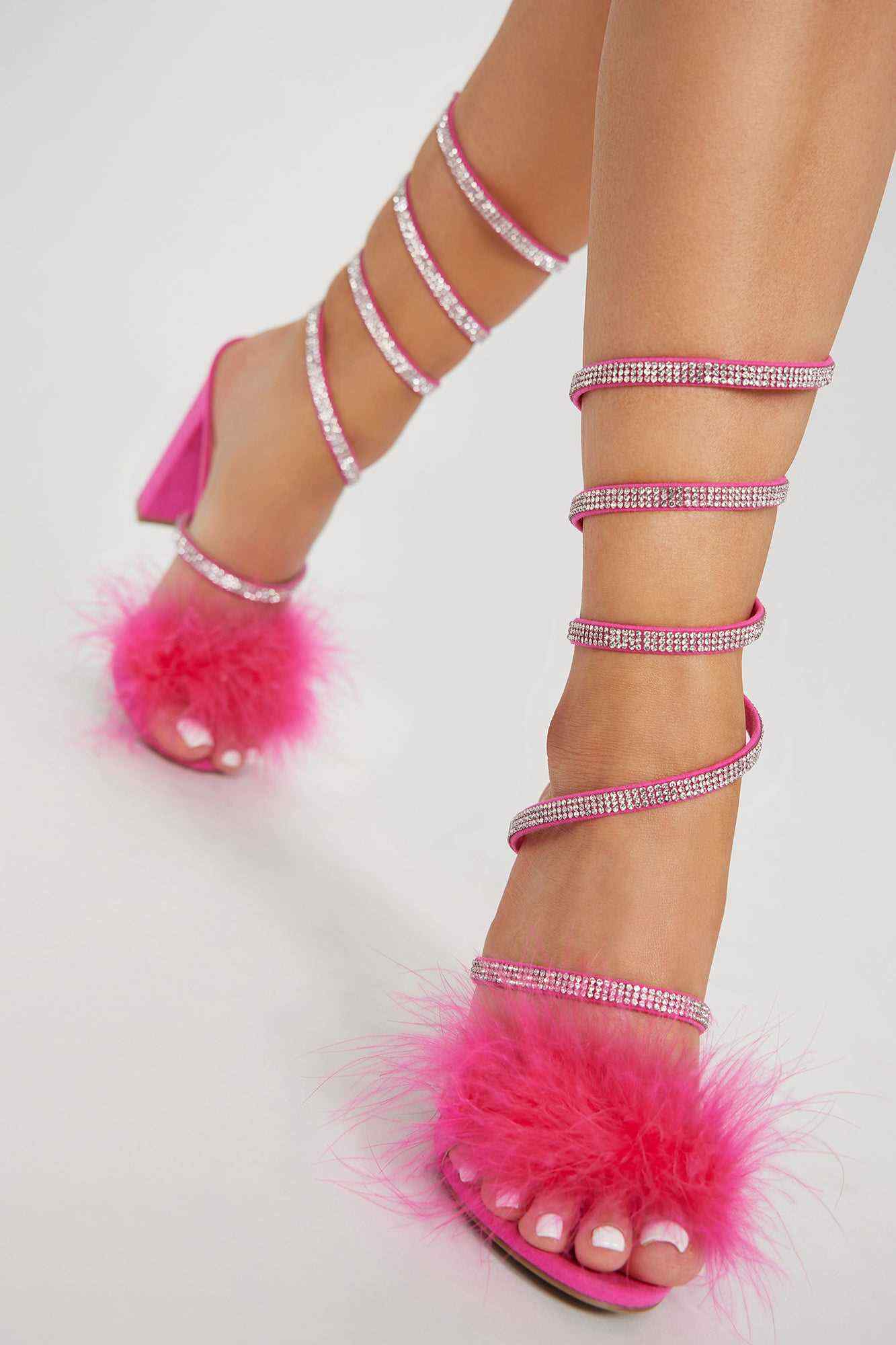 Analeah Heeled Sandals   Hot Pink