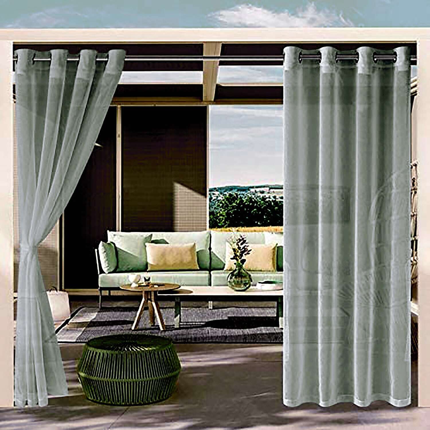 Waterproof Outdoor Curtain Privacy, Sliding Patio Curtain Farmhouse Drapes