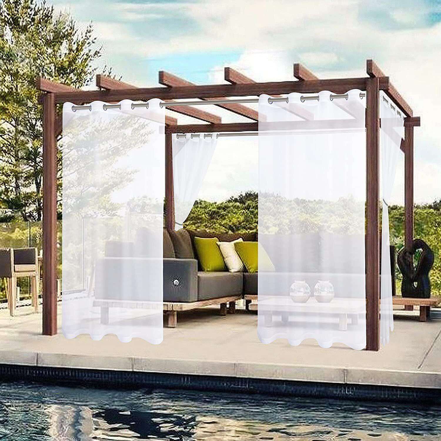 Waterproof Outdoor Curtain Privacy, Sliding Patio Sheer Curtain