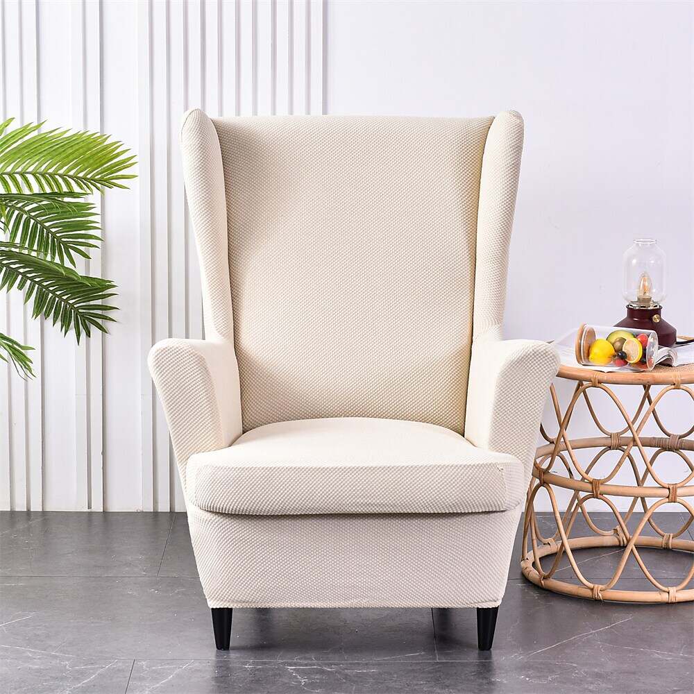 Stretch Wingback Chair Cover IKEA STRANDMON with Seat Cushion Cover