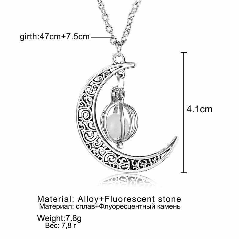 Retro Moon Necklace Jewelry For Women Goth Vintage Fashion Aesthetic Accessories Glow At Night Morrocan Cuban Wholesale