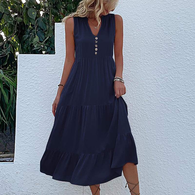 Solid color comfort casual dress