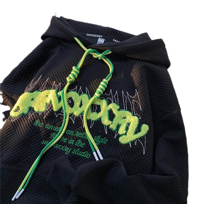 Trendy hiphop letter flocked hoodie - buy one get one free