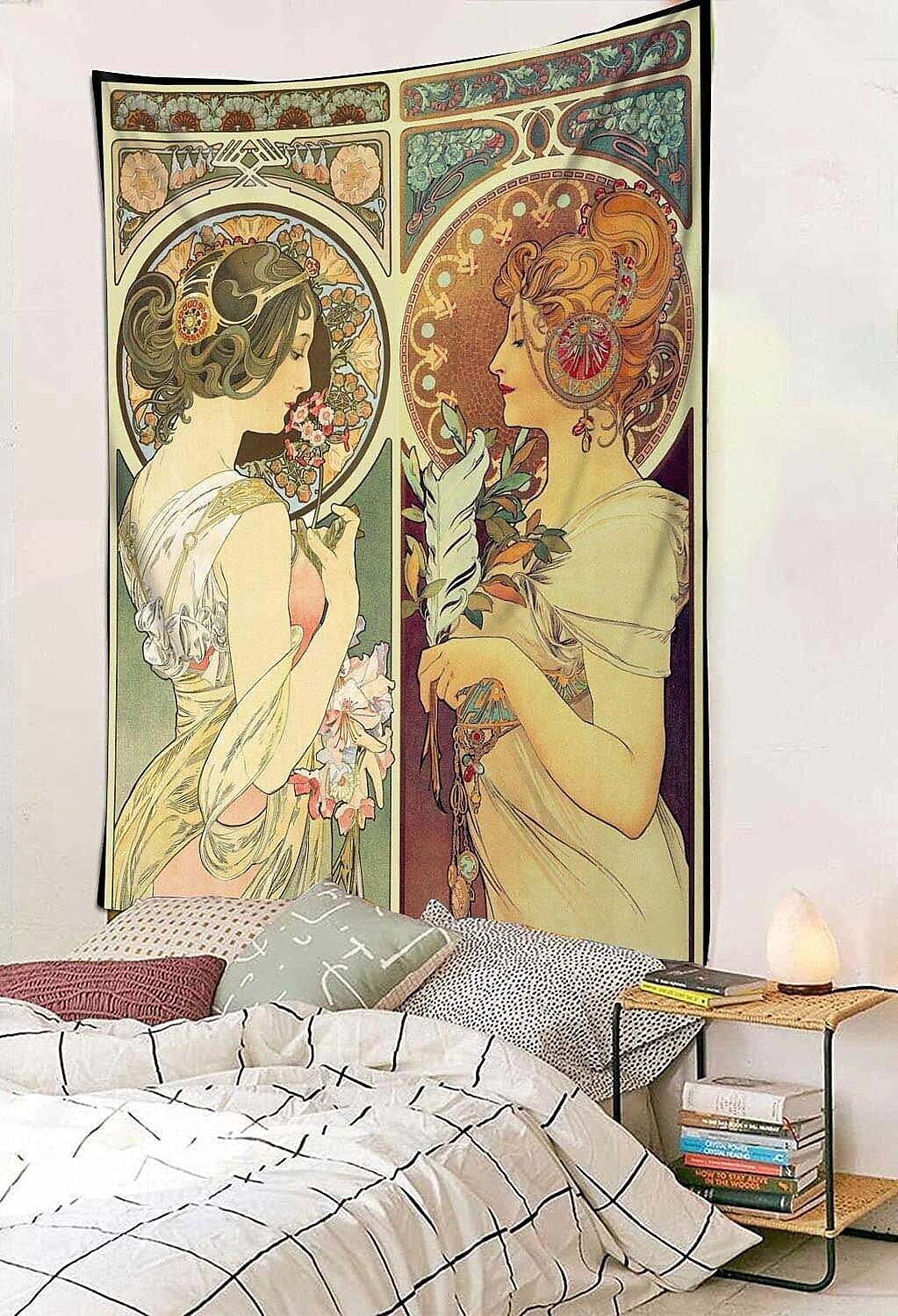 Art Nouveau Lady Victoria Tapestry Medieval Wall Art Decoration