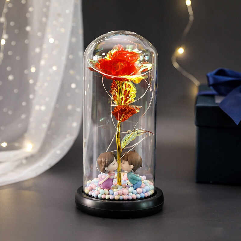 LED Rose in Glas