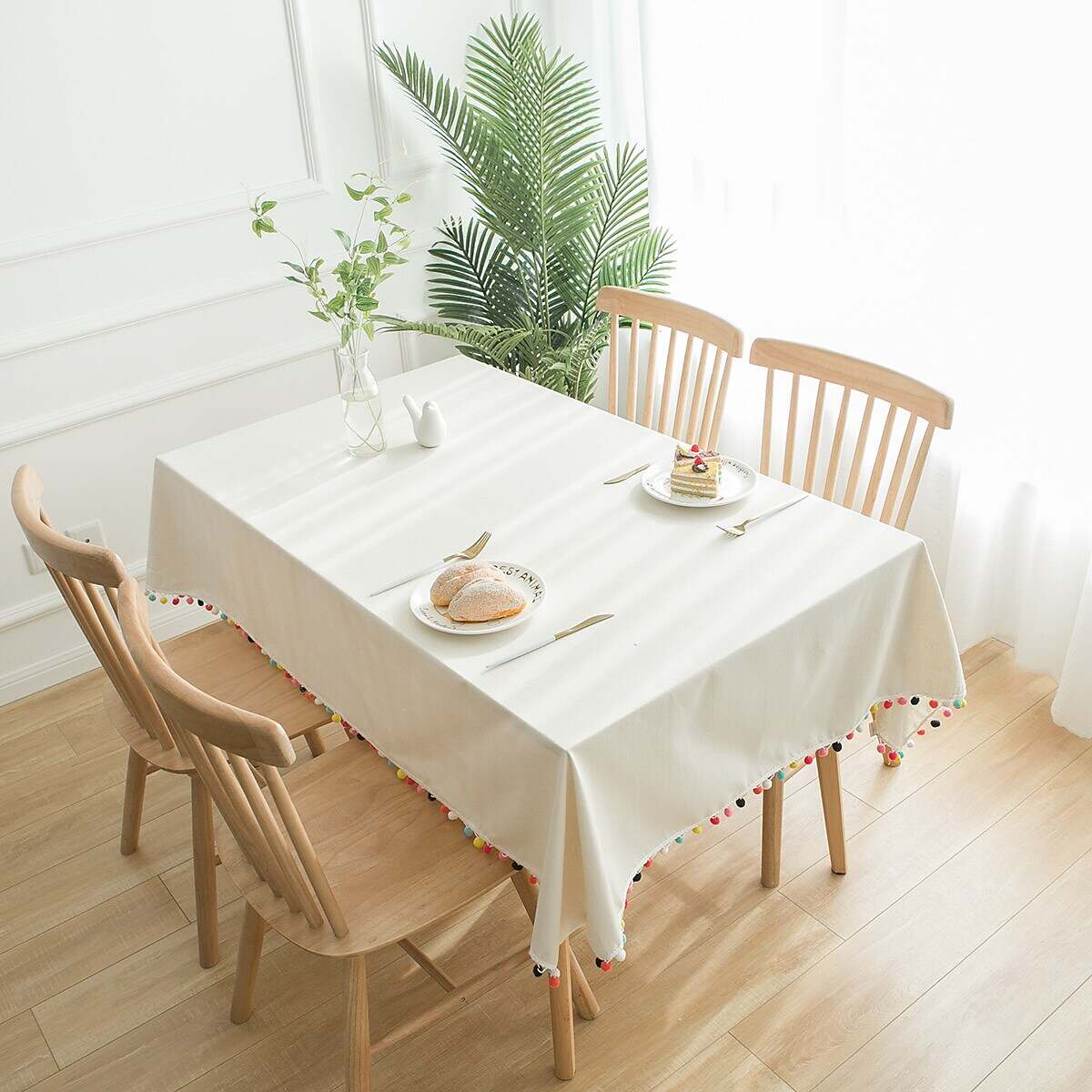 Farmhouse Style Tablecloth Cotton Linen Rectangle Table Cloths