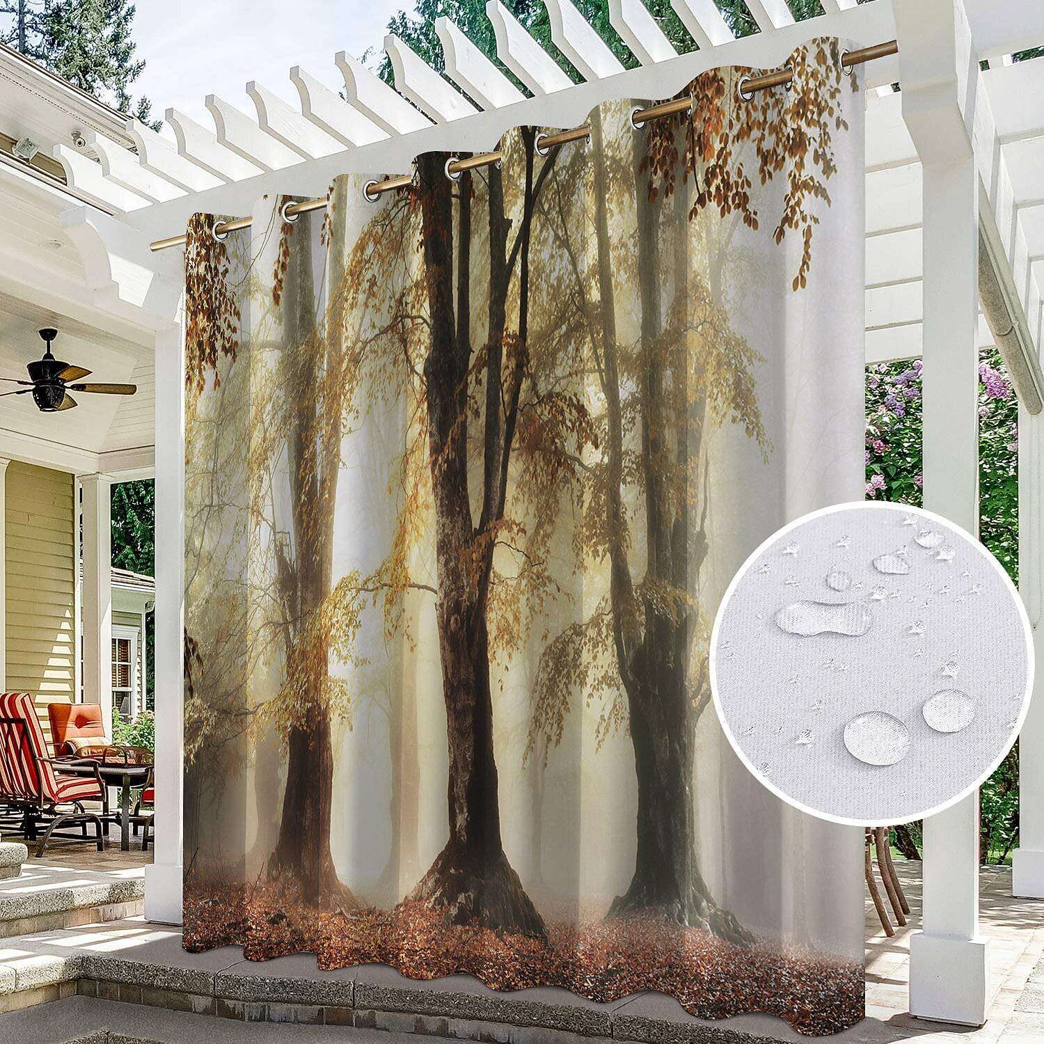 Waterproof Outdoor Curtain Privacy, Sliding Patio Curtain Farmhouse Drapes