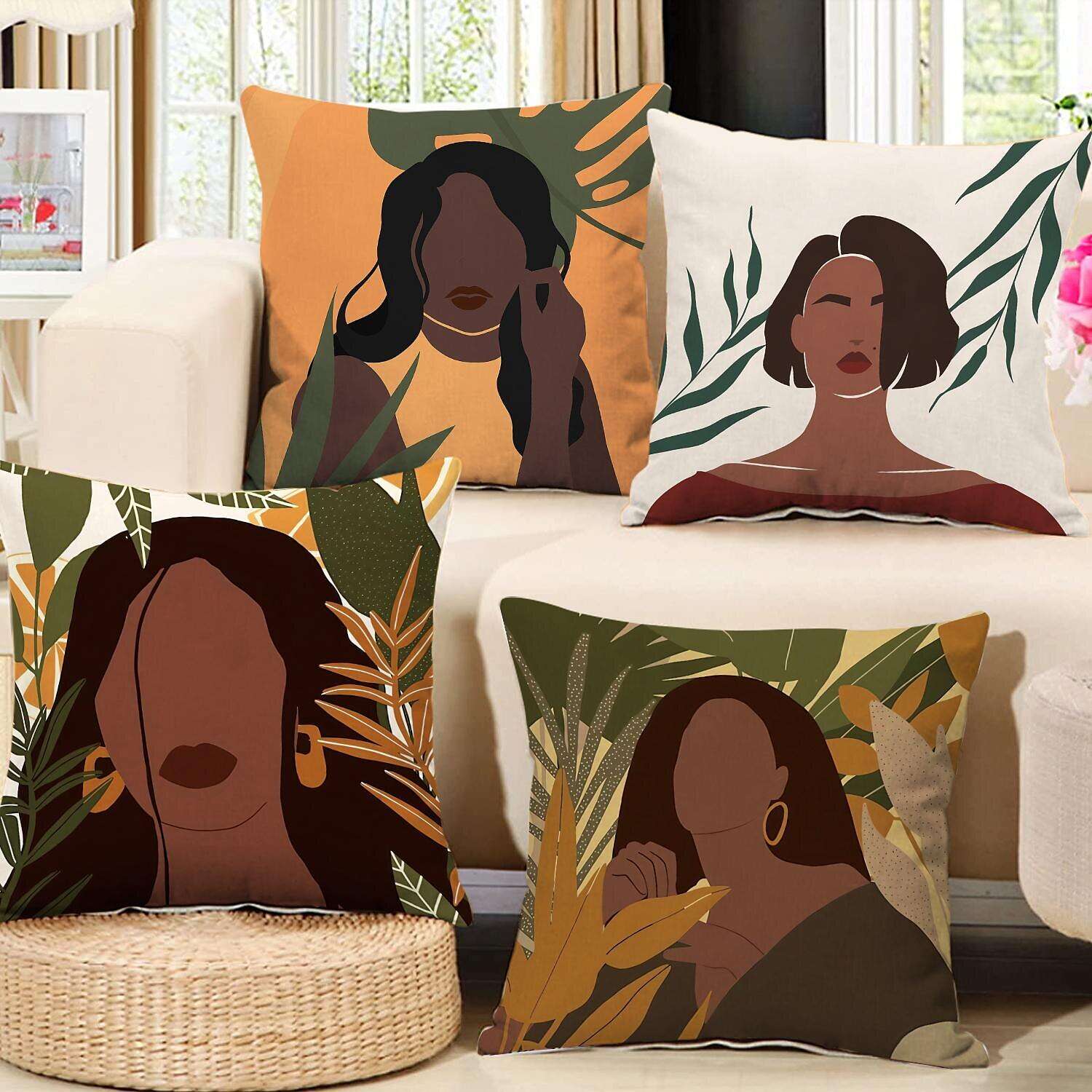 African Women Double Side Pillow Cover 4PC