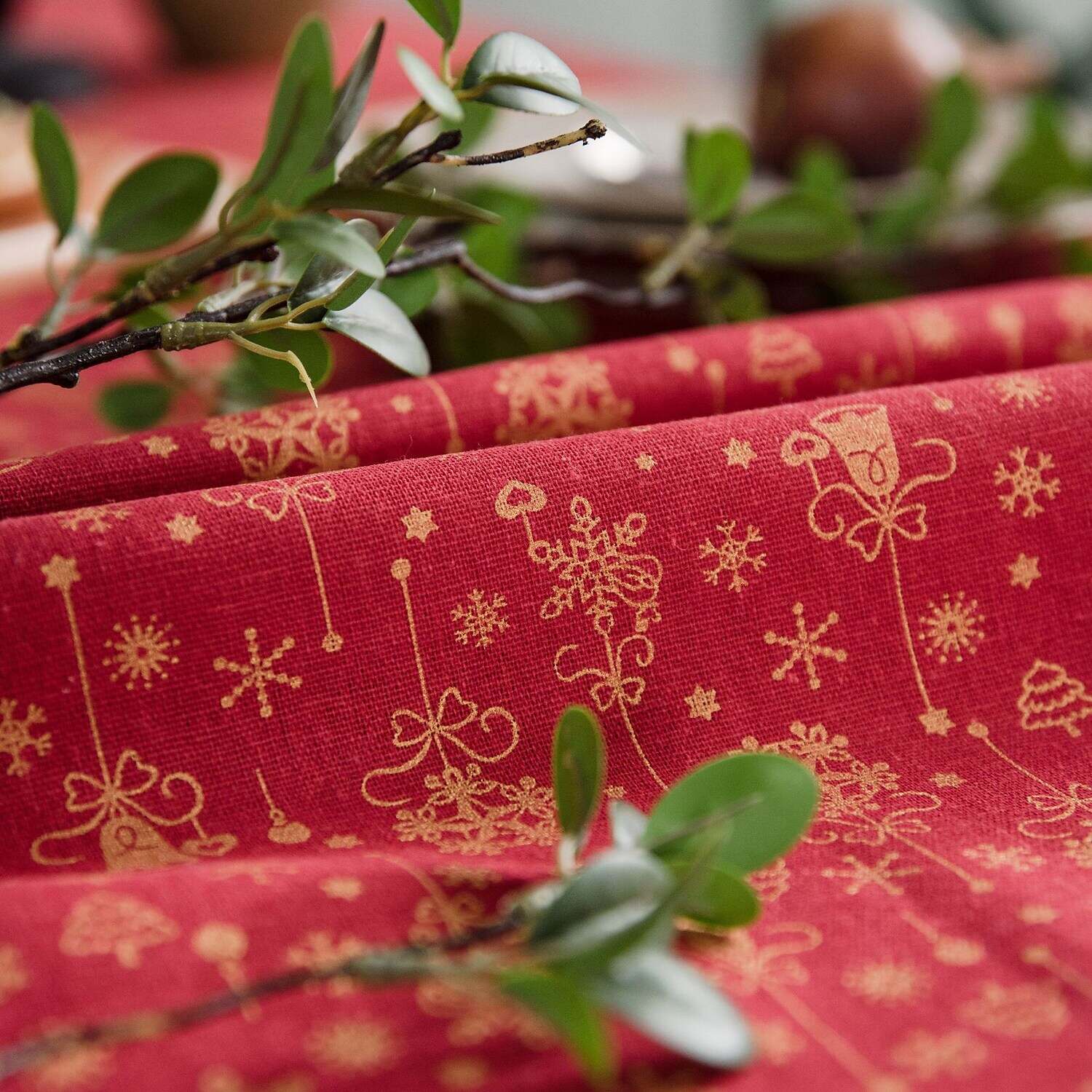 Christmas Snowflake Cotton Linen Rectangle Tablecloth for Kitchen Dining, Party, Holiday, Christmas, Buffet