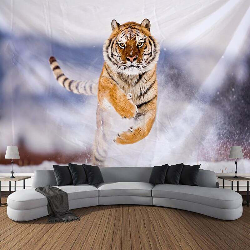 Forest Wildlife Tiger Scenery Wall Tapestry Art Decoration Blanket Curtain Hanging Home Bedroom Living Room Decoration