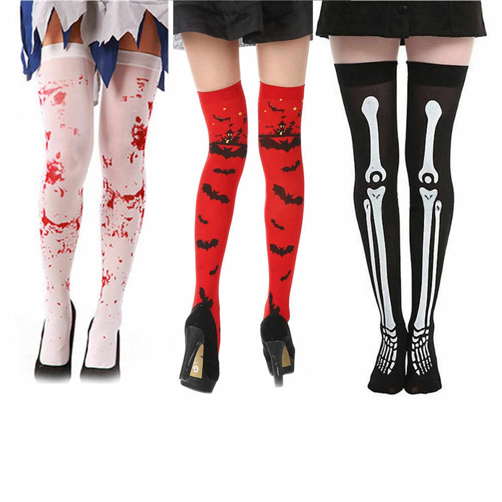 Halloween stocking long sexy women horror white halloween party bloody fancy knee long zombie socks