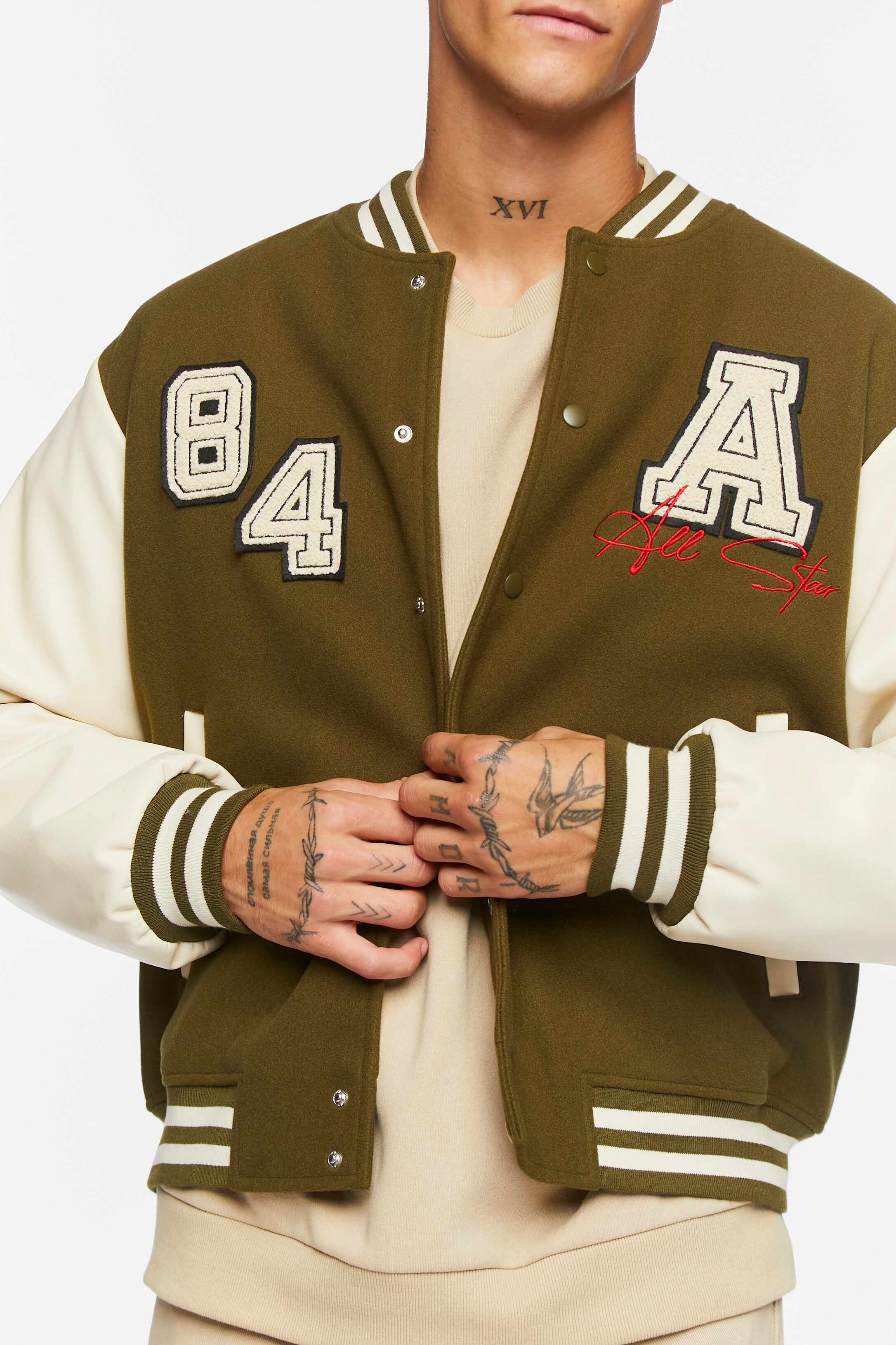 Men Apparel | All Star Varsity Jacket Dark Green Forever21 - XH21079