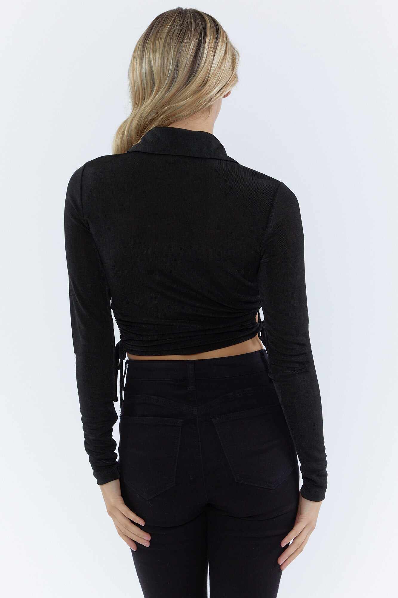 Women Apparel | Collared Ruched Crop Top Forever21 - QF48094