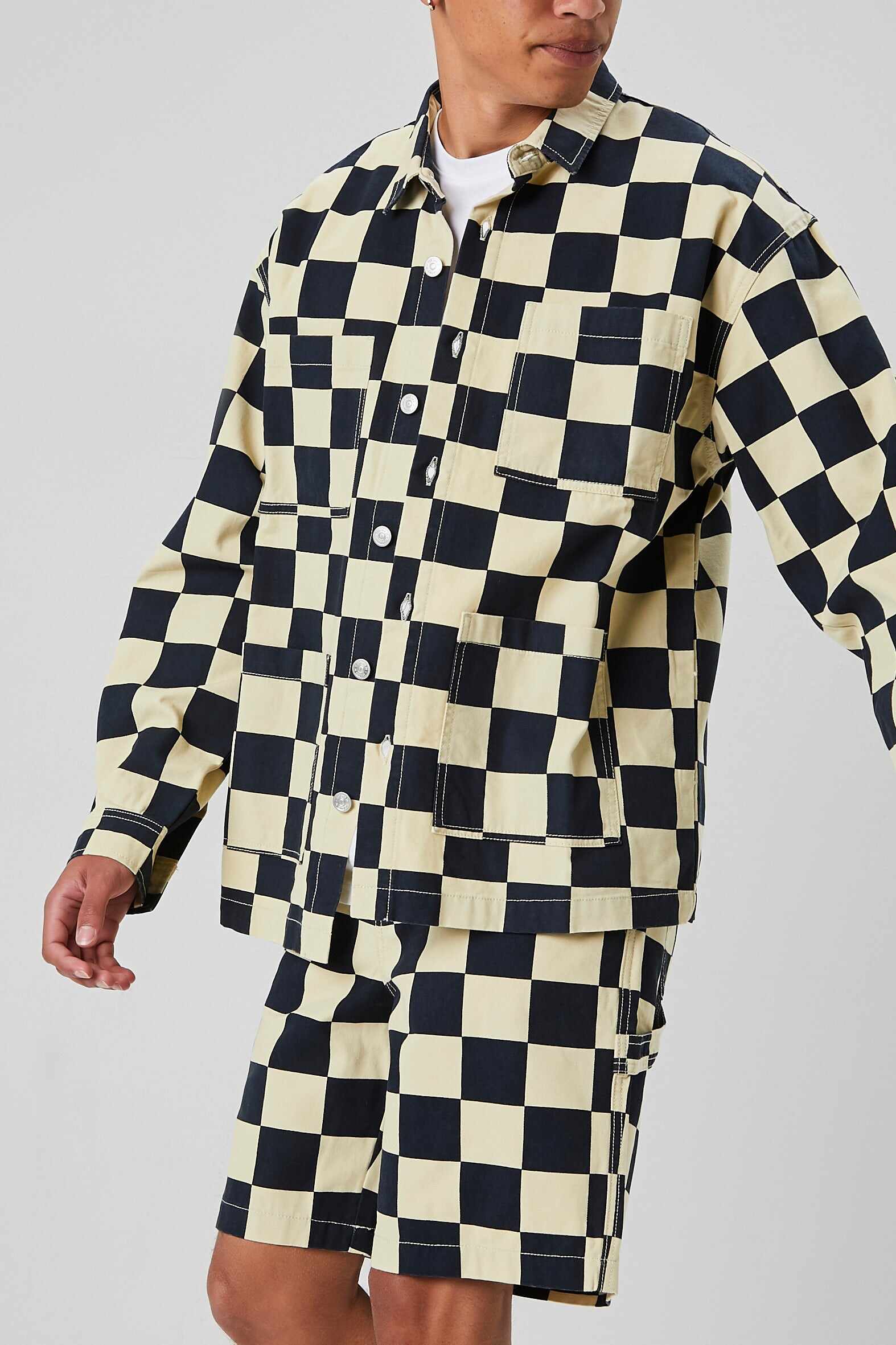 Men Apparel | Checkered Button-Front Jacket Black Forever21 - IR34764