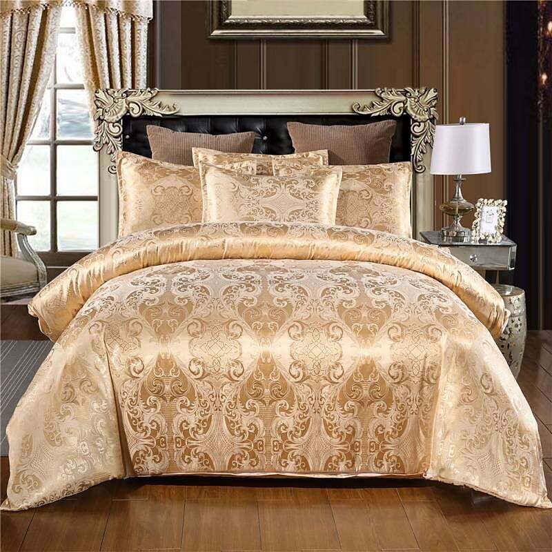 Luxury Jacquard Satin Duvet Cover Set Quilt Bedding Sets Comforter Cover