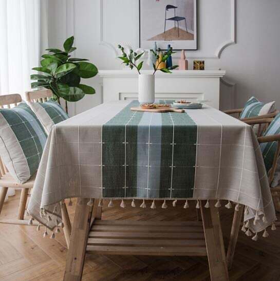 Table Cloth Tassel Cotton Linen Table Cover Rectangle