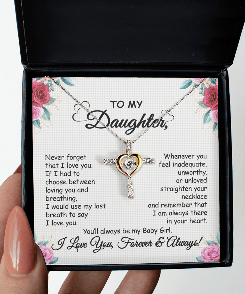 Gift To My Baby Girl Daughter - Cross Dancing Necklace With Message Card Gift
