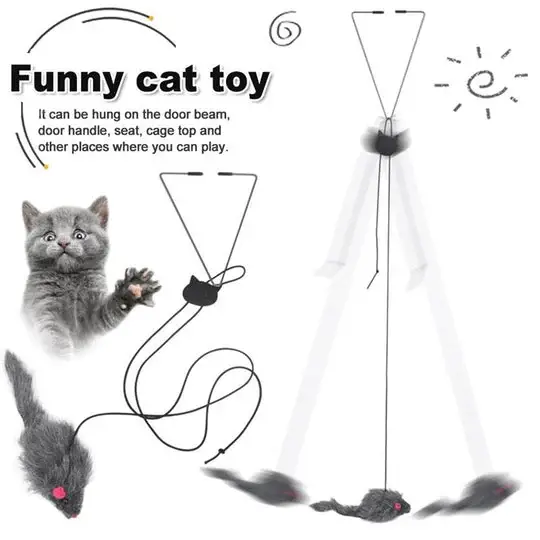 (🔥Last Day Promotion 49% OFF) Funny Pet Toy - Hanging Door Type Black Mouse (BUY 2 GET 1 FREE)