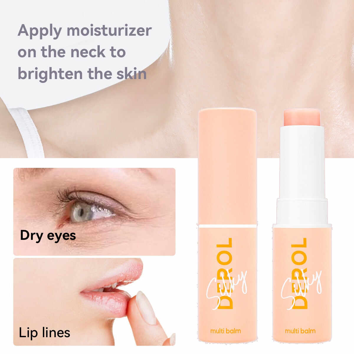 DEROL Collagen Multi Balm Stick for Diminishing Face, Lip & Eye Wrinkles