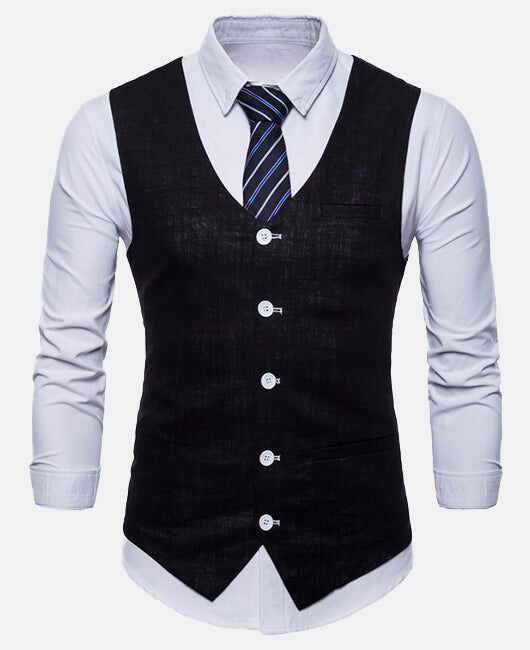 Casual Plain Single Breasted Blazer Vest