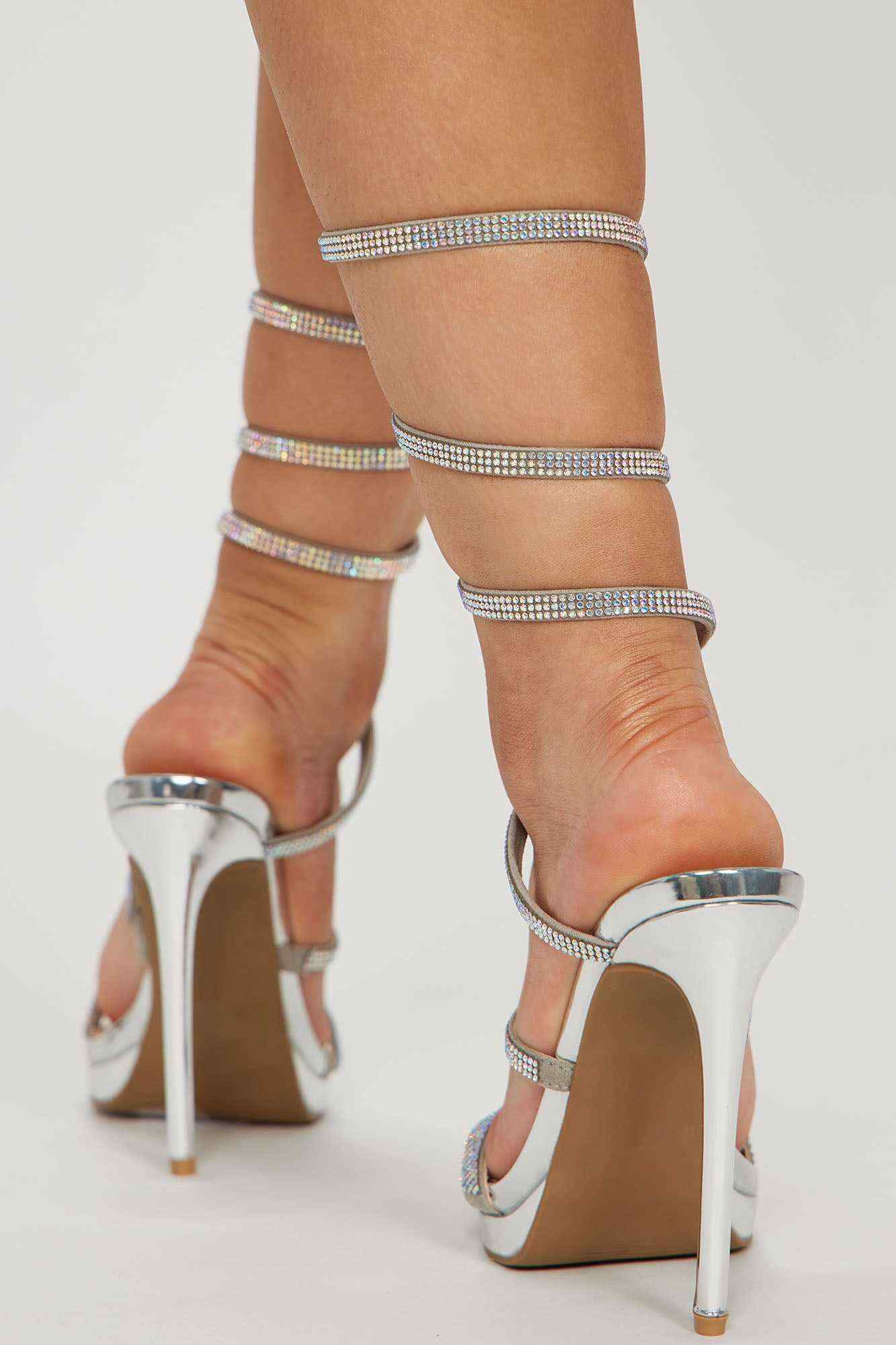 Bring Out The Wild Side Heeled Sandals   Silver