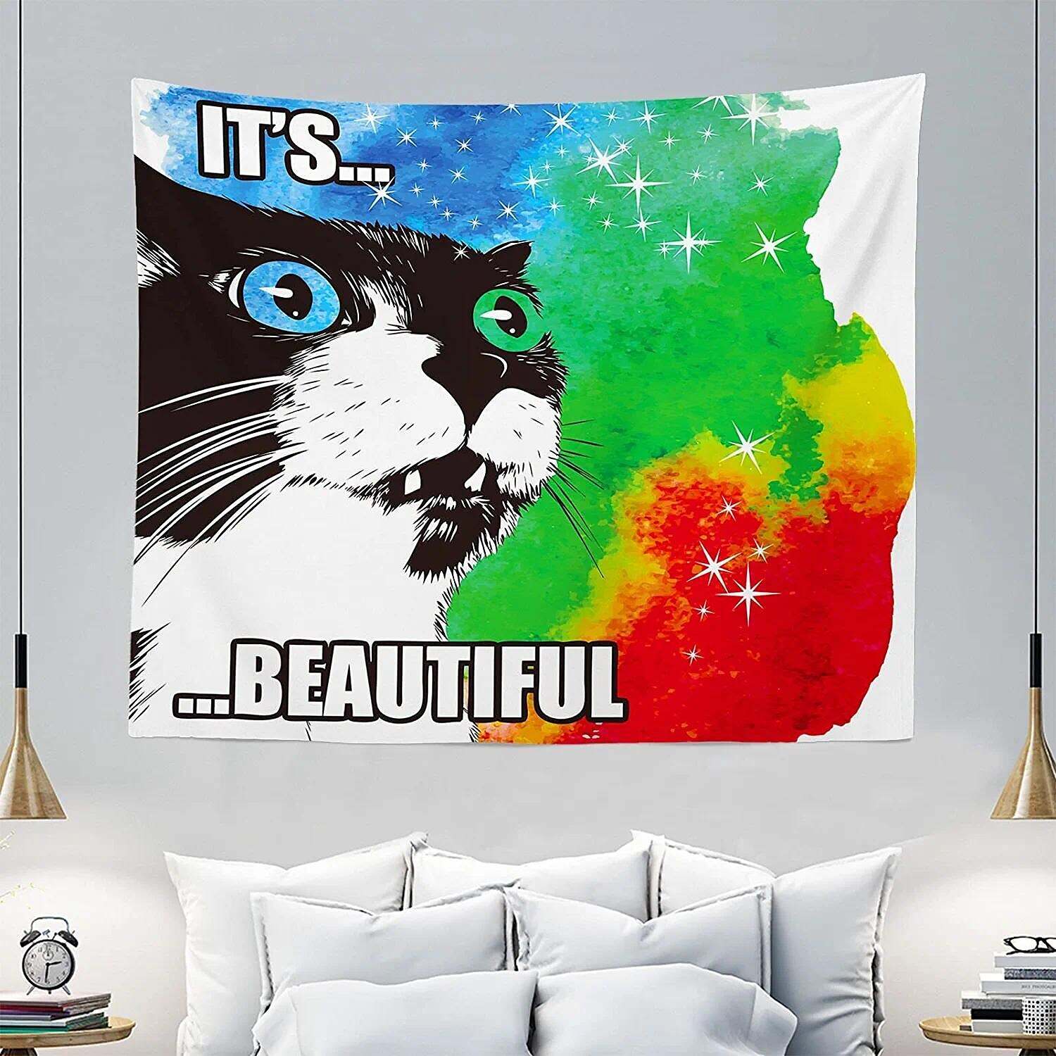 Funny Wall Tapestry Art Decor Wall Hanging Cat Backdrop