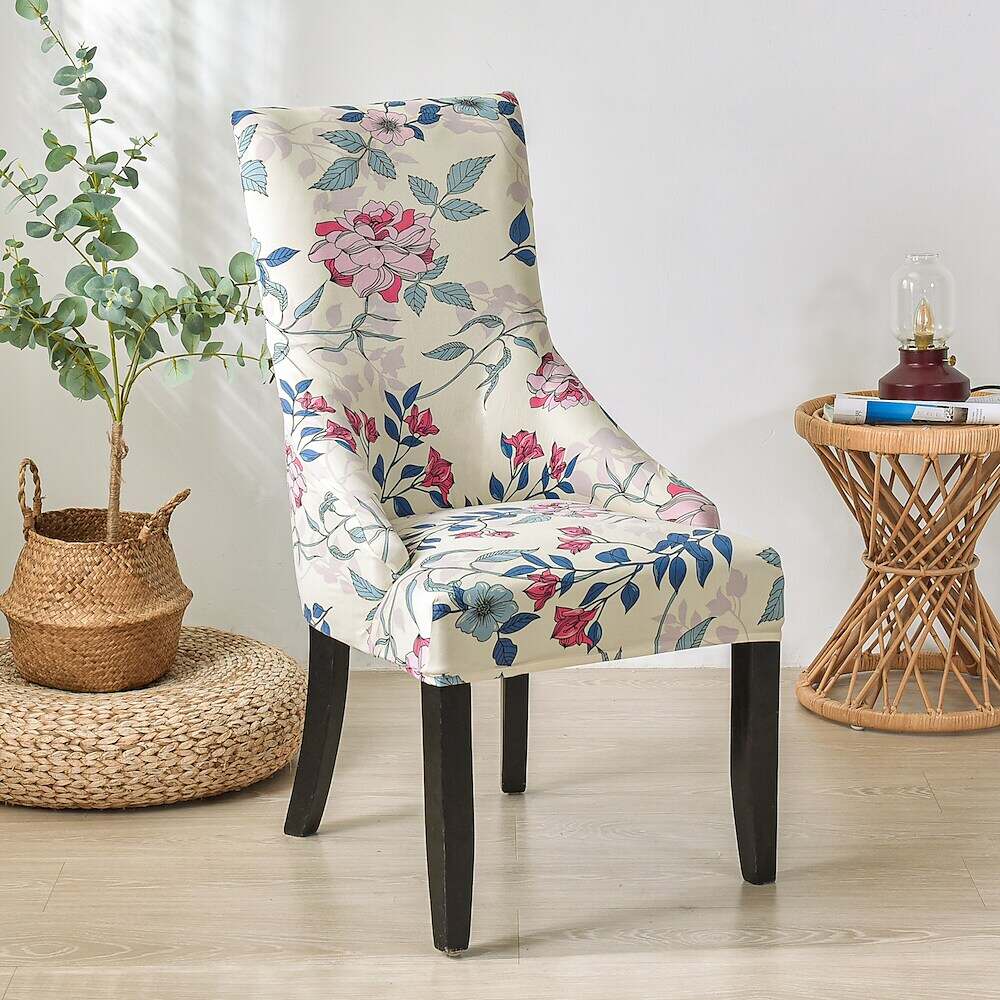 Stretch Wingback Chair Cover Boho/Flower Pattern