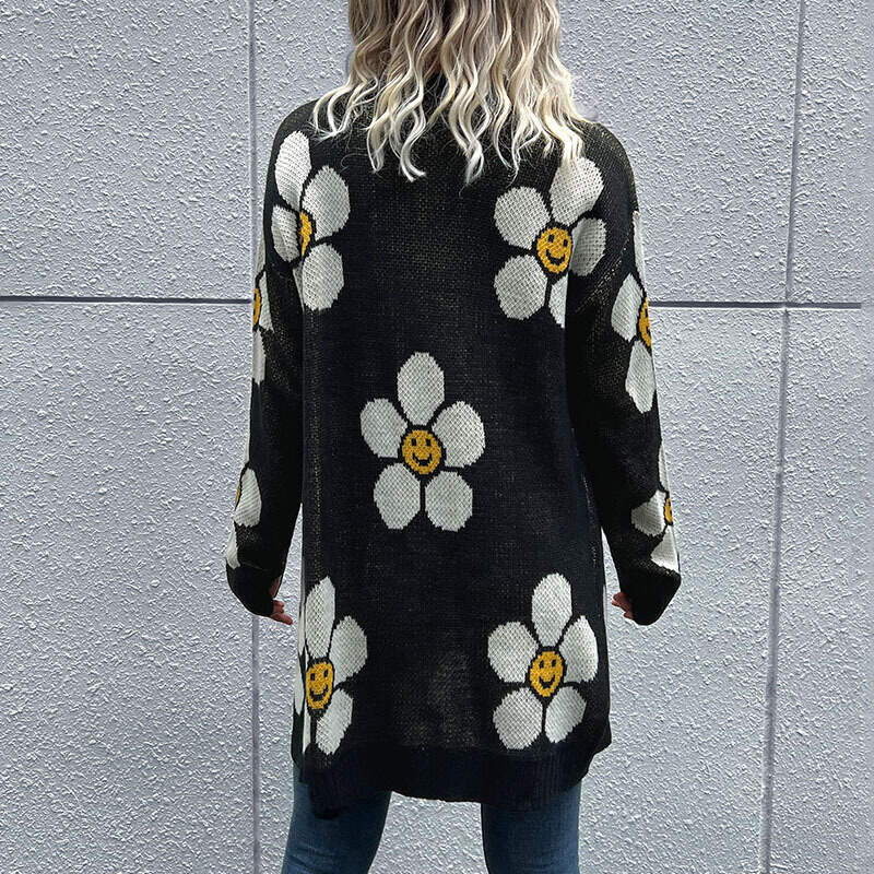 Floral long sleeve cardigan jacket