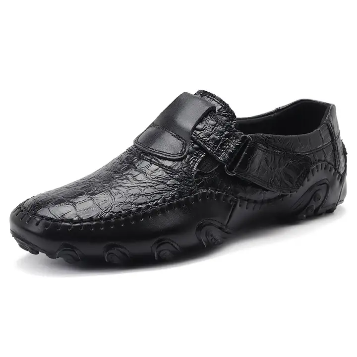 Men Large Size Hand Stitching Hook Loop Soft Sole Casual Driving Shoes