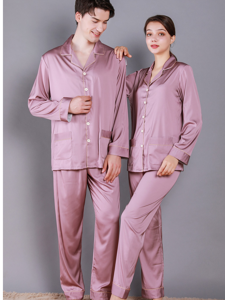 Regular Sleeve Others Simple Regular Fit Plain Matching Couple Pajama Set