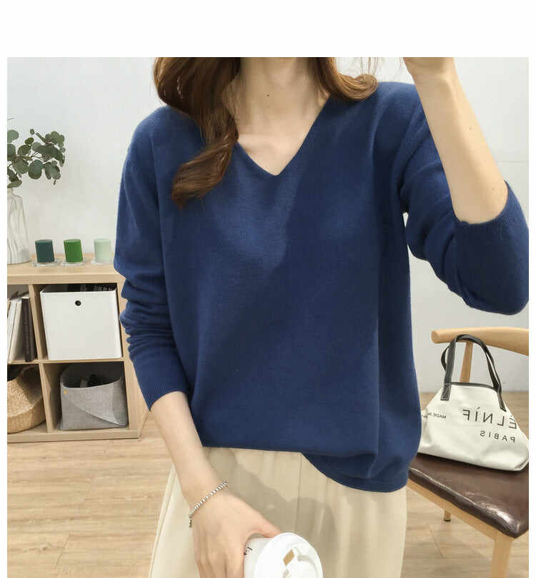 Solid Color Long-sleeved Sweater