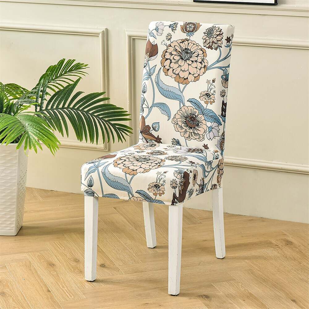 Stretch Spandex Dining Chair Cover Plants/Flower Pattern