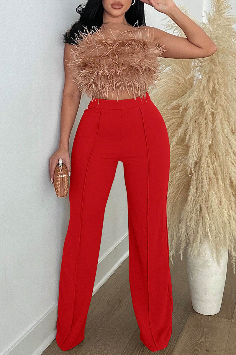 Black Casual Solid Basic Regular High Waist Conventional Solid Color Trousers