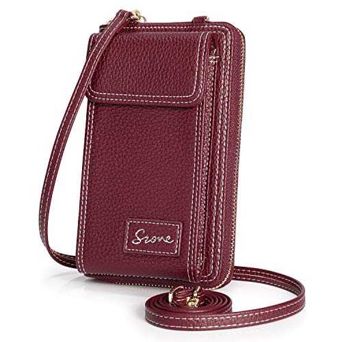 S-ZONE PU Leather RFID Blocking Crossbody Cell Phone Bag for Women Wallet Purse