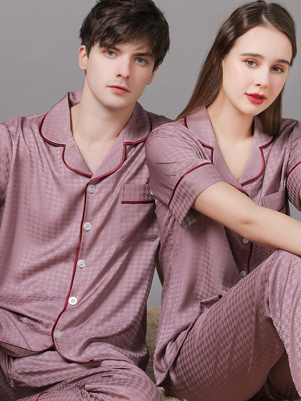 Regular Sleeve Others Casual Plain Regular Fit Matching Couple Pajama Set