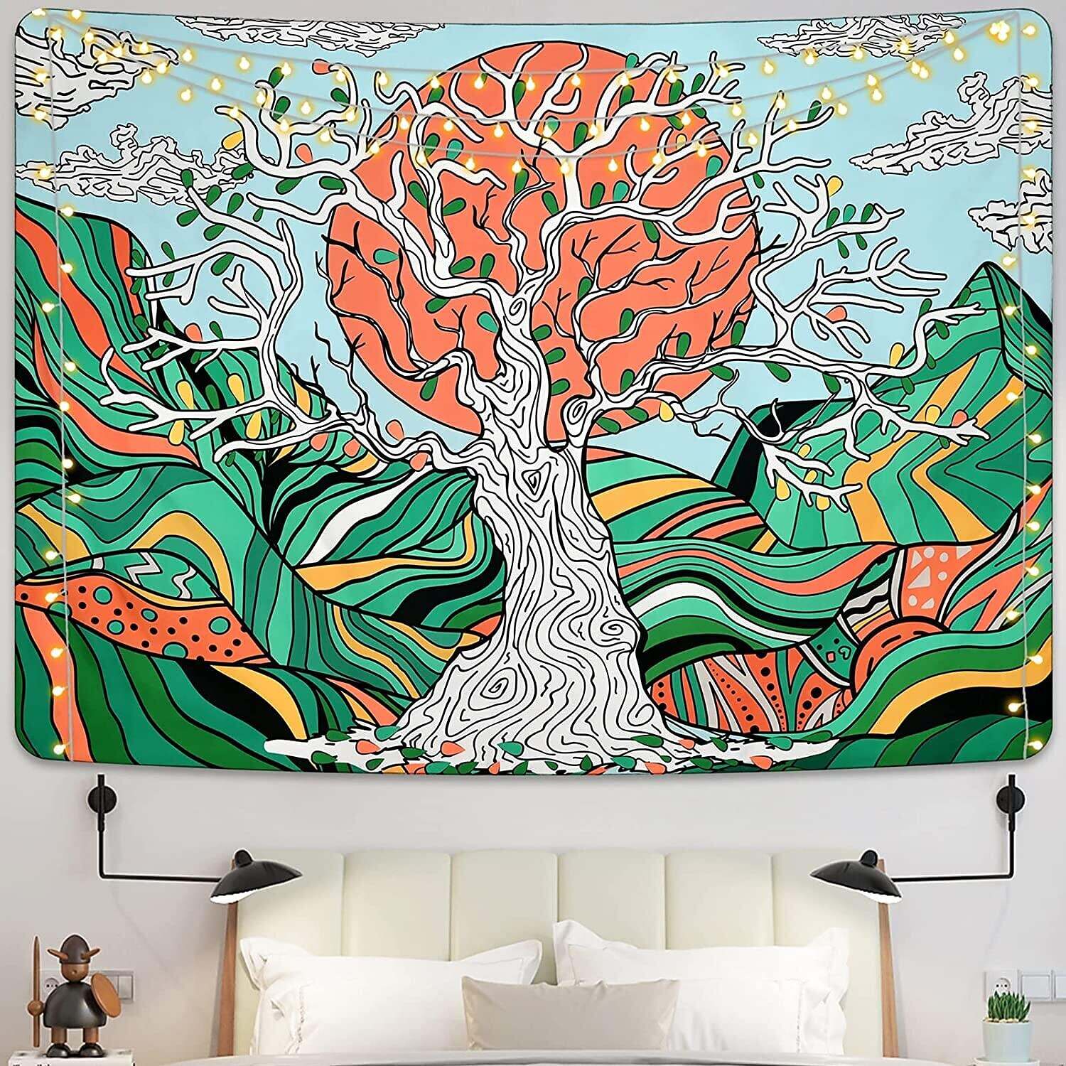 Painting Style Large Wall Tapestry Tree of Life Art Decor