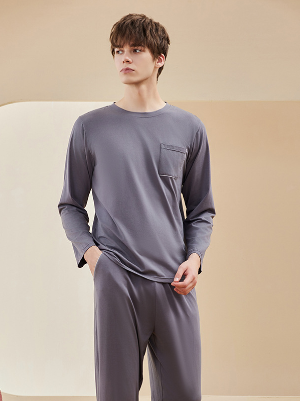 V Neck Modal Plain Casual Couple Pajama Set