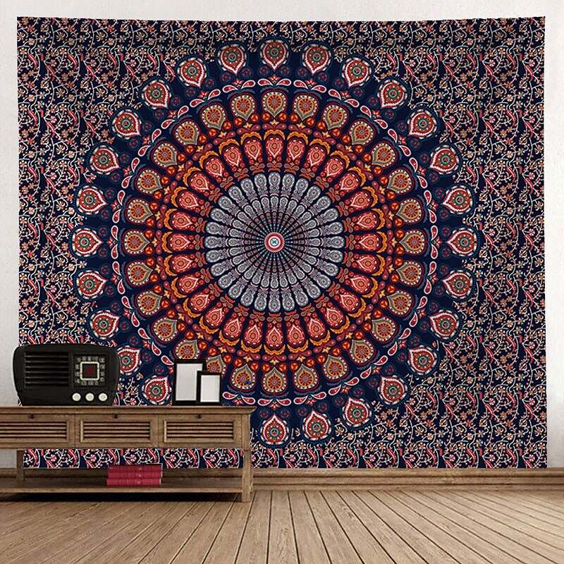 Mandala Bohemian Wall Tapestry Boho Hippie Psychedelic Floral Flower Lotus Indian