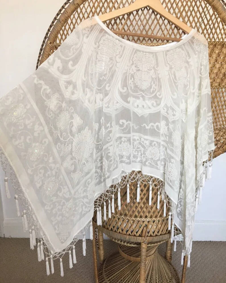 cape fringed kimono cardigan