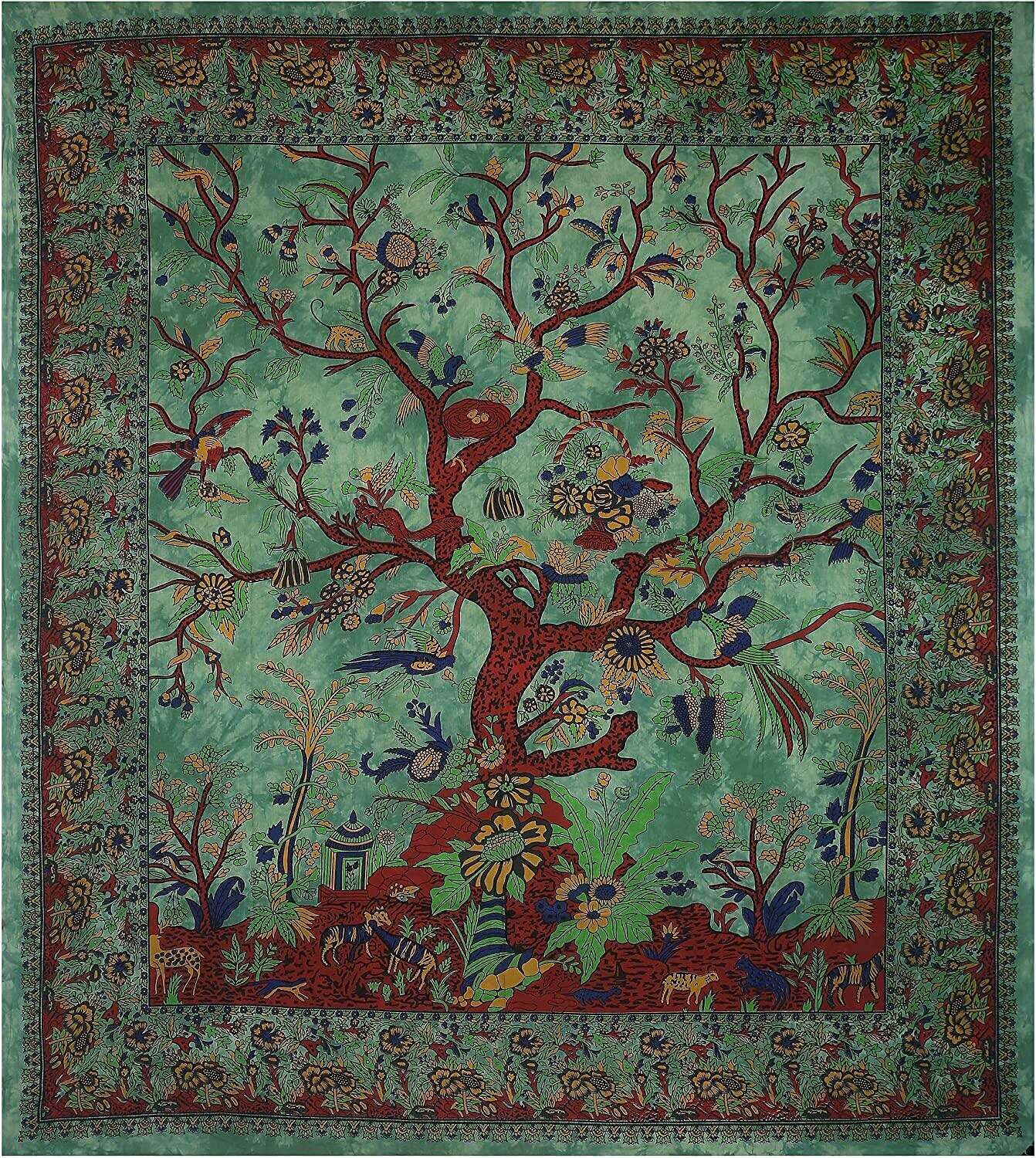 Tapestry Green Tree of Life Wall Hanging