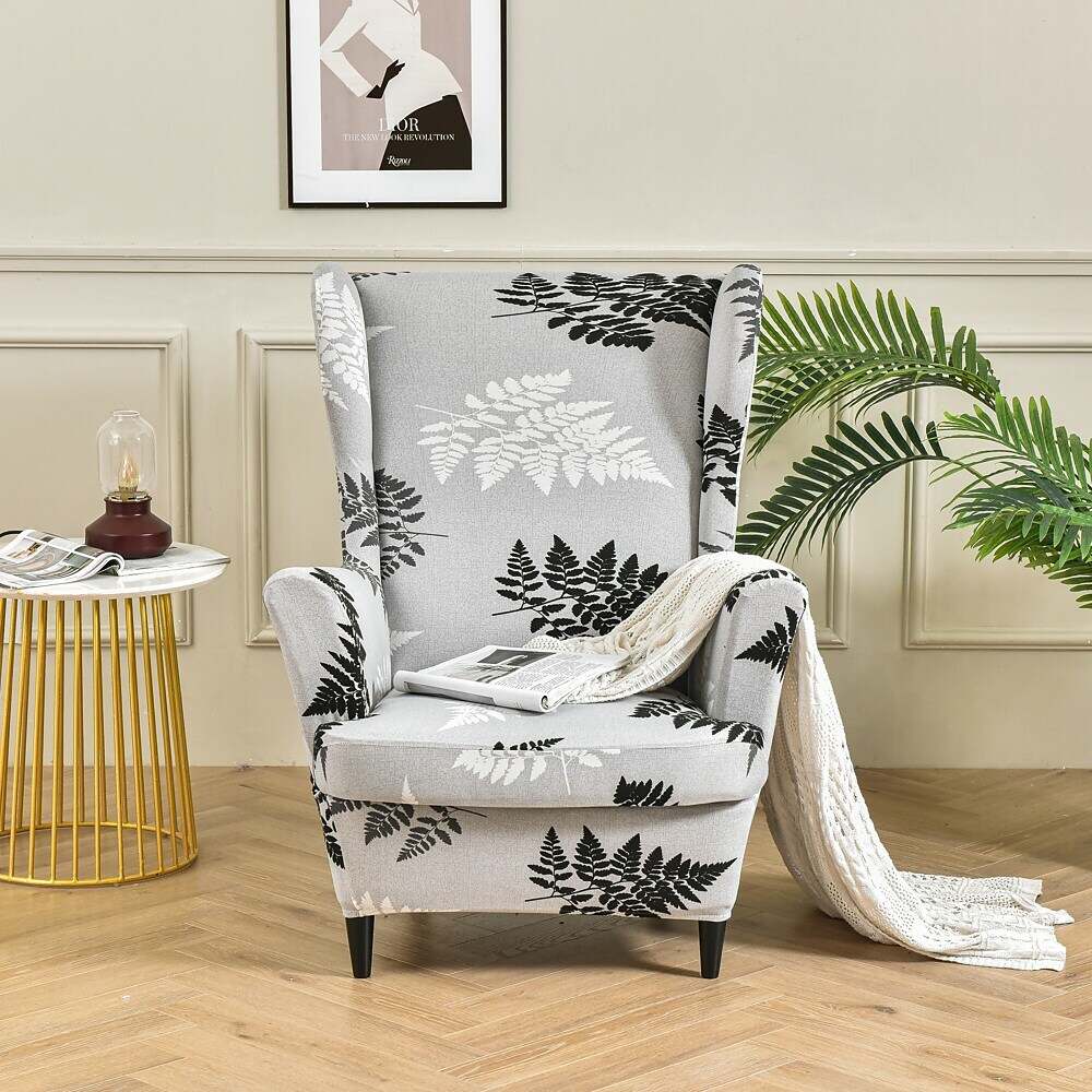 Stretch Wingback Chair Cover IKEA STRANDMON with Seat Cushion Cover