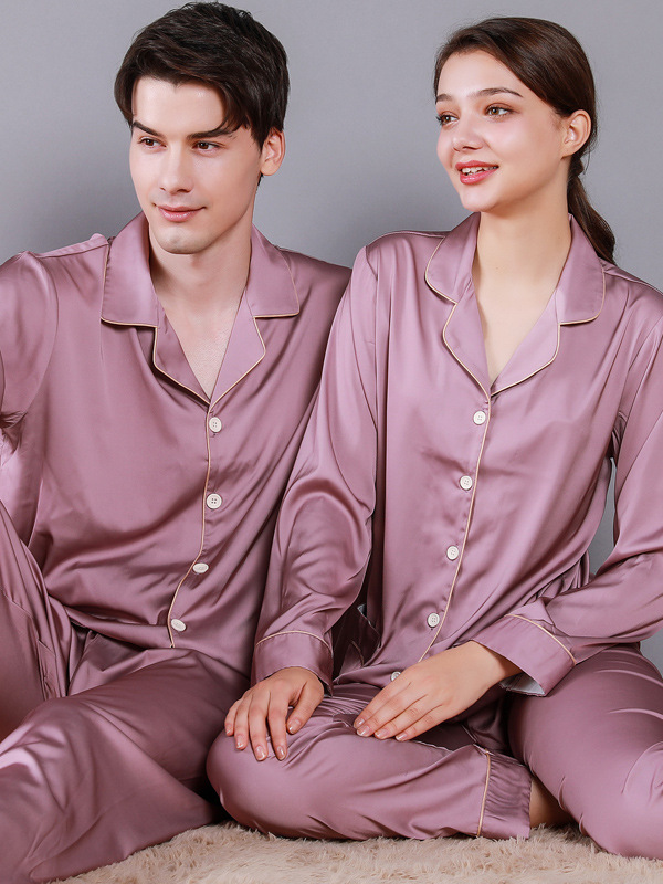 Regular Sleeve Others Simple Regular Fit Plain Matching Couple Pajama Set