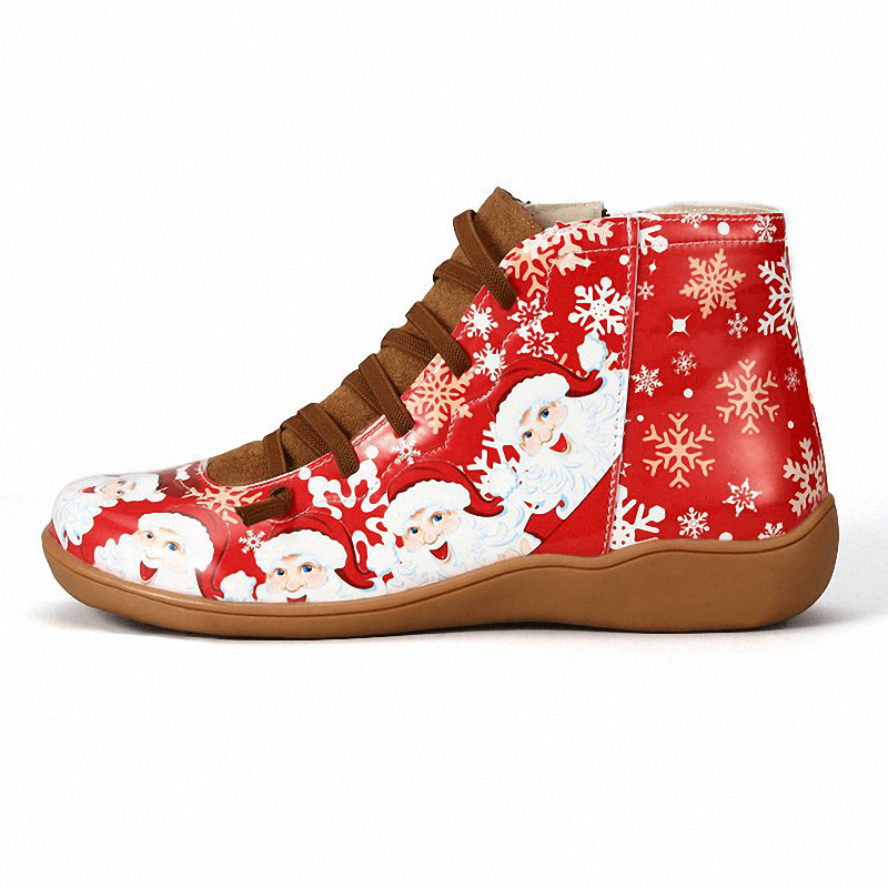 Women's Christmas Leather Ankle Boots