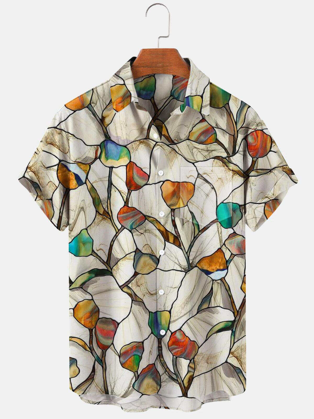 Flower Men's Shirts With Pocket