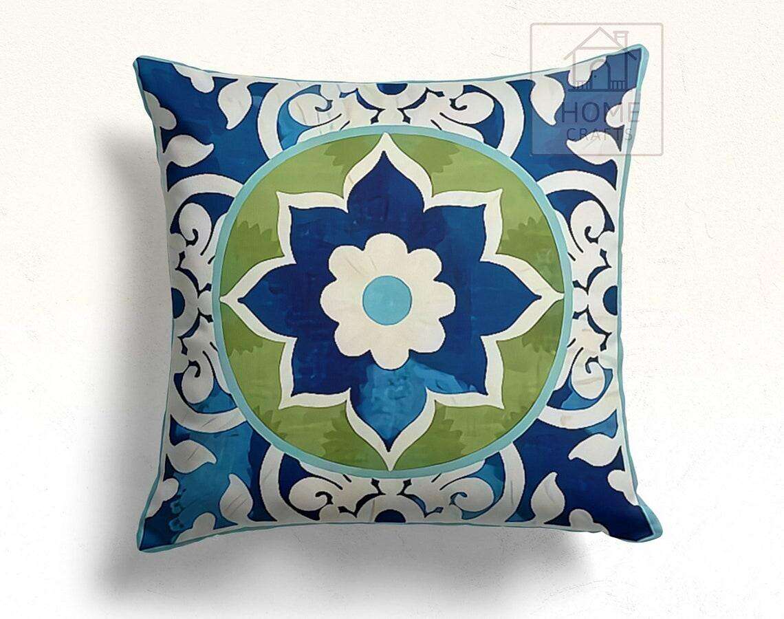 Mandala Tile Double Side Pillow Cover 4PC Soft Decorative Square Cushion Case Pillowcase for Bedroom Livingroom Sofa Couch Chair Mosaic Ceramic