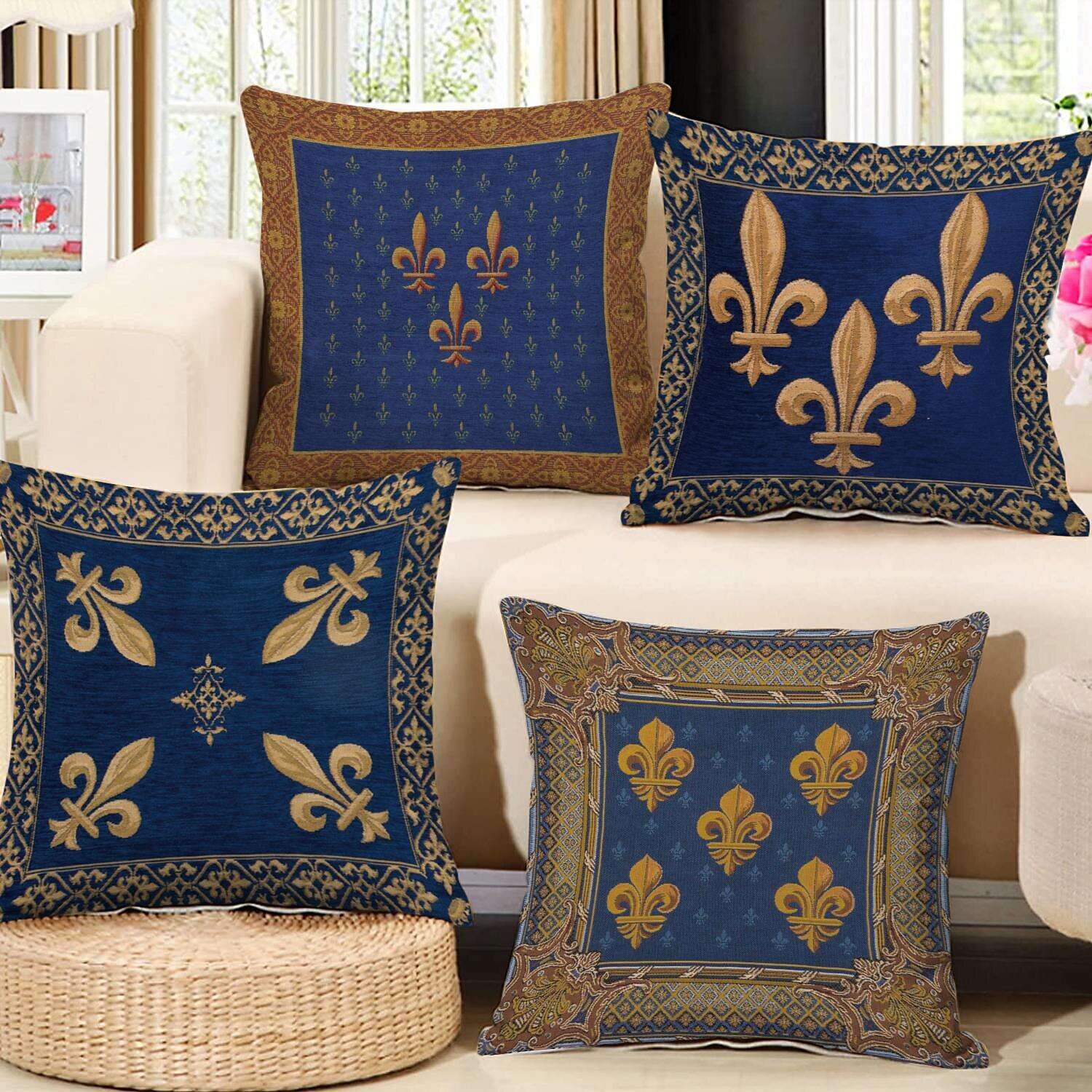 Fleur de Lis Double Side Pillow Cover 4PC Soft